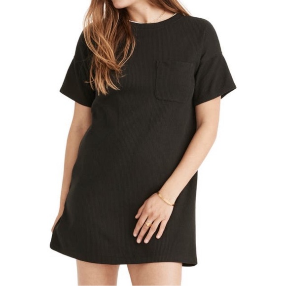 Madewell Ribbed Short Sleeve Dress with Pocket - Small - Picture 4 of 4